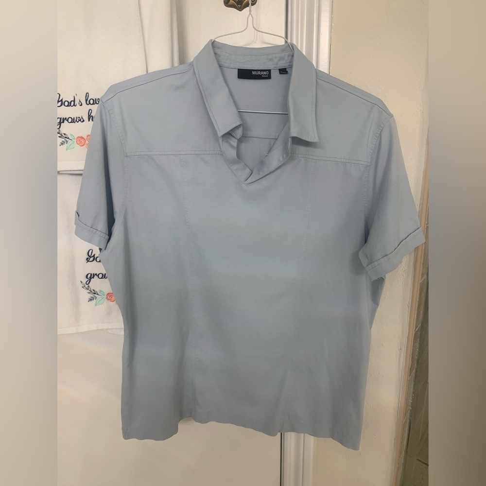 Murano Mens Light Blue Short Sleeve VNeck Polo PreOwned Size XL